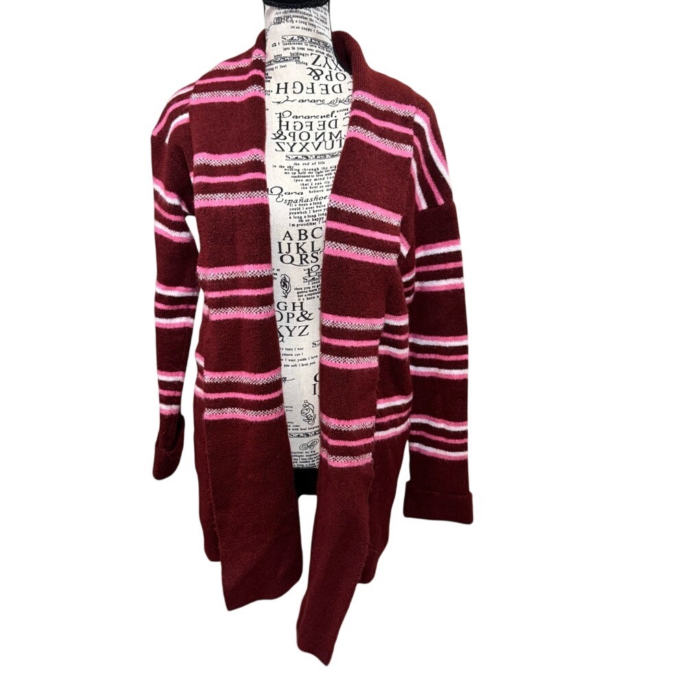 NVLT Burgundy and Pink Striped Cardigan